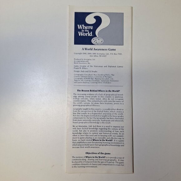 Where in The World Spinner Game Instructions Rules Pamphlet Replacement Piece - Picture 5 of 6